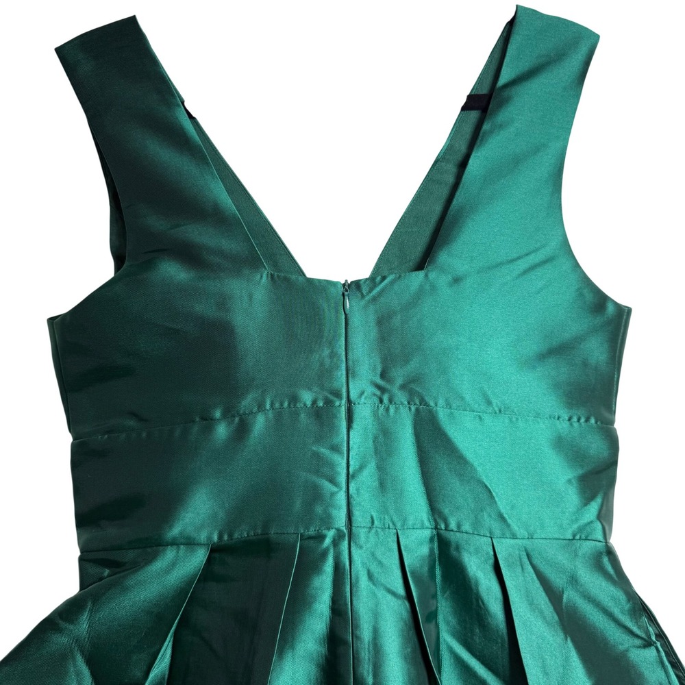 Coast Plunge Neck Structured Twill Midi Dress Emerald Green US 8 NWT Pockets - Picture 5 of 10
